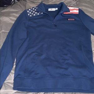 Blue American flag vineyard vines pullover
